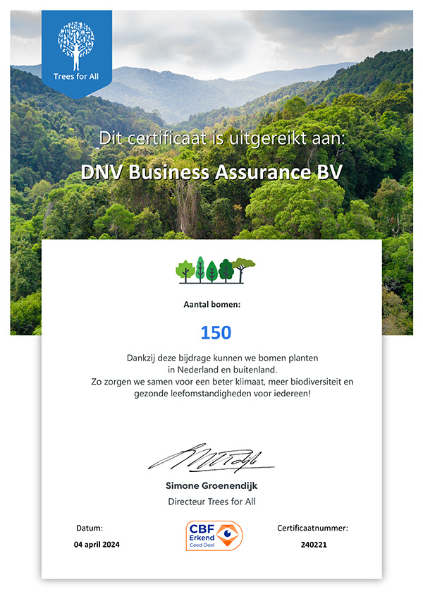 Certificaat Trees for all - DNV Business Assurance